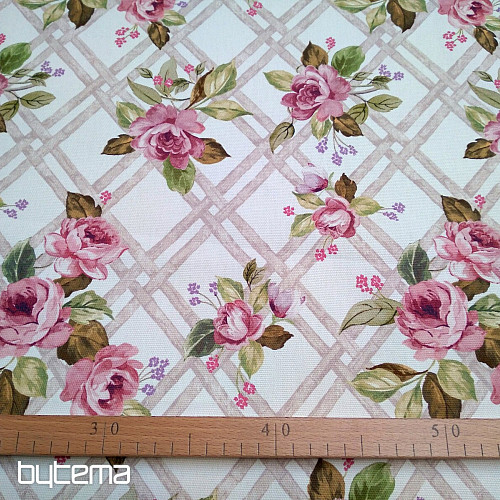 Dekorativna tkanina CASTLE ROSE GRID