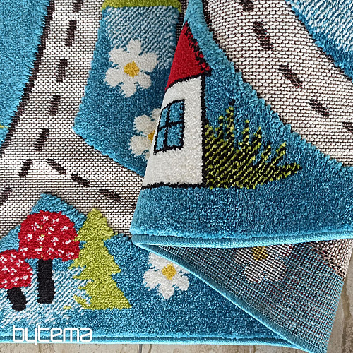 Dječji komadni tepih Color Kids 02 plava - PUTOVANJE U ŠUMI