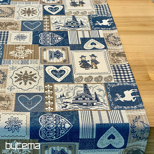 Goblen stolnjak, šal PATCHWORK SRDCE plavi
