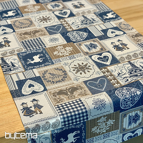 Goblen stolnjak, šal PATCHWORK SRDCE plavi