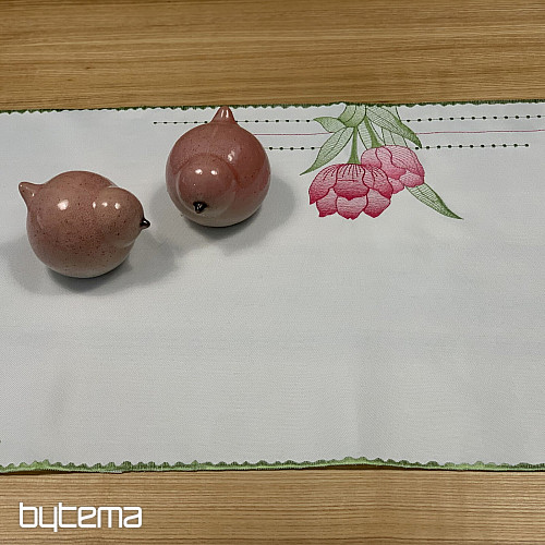 Vezeni stolnjak i šal Ružičasti tulipani