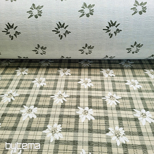 Luksuzna dekorativna tkanina CVIJEĆE I DIJAMANTI zelena