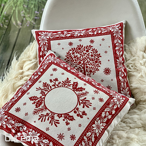 Božićna navlaka za tapiseriju FOLK CHRISTMAS 2 crvena
