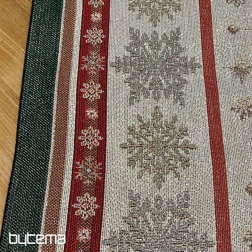 Tapiserijski stolnjak i šal FLAMING CANDLES zeleni obrub