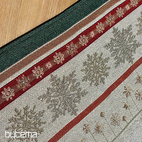 Tapiserijski stolnjak i šal FLAMING CANDLES zeleni obrub