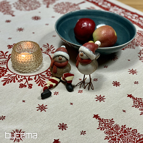 Tapiserijski stolnjak i šal FOLK CHRISTMAS crveni