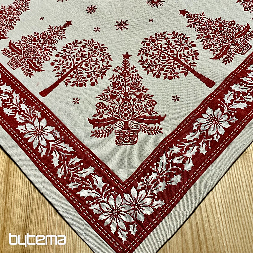 Tapiserijski stolnjak i šal FOLK CHRISTMAS crveni
