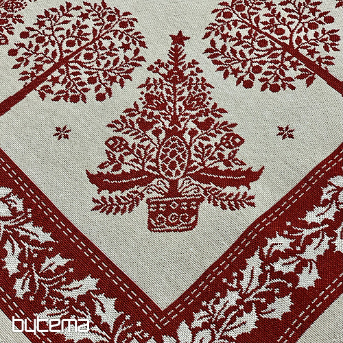 Tapiserijski stolnjak i šal FOLK CHRISTMAS crveni