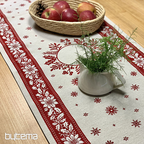 Tapiserijski stolnjak i šal FOLK CHRISTMAS crveni