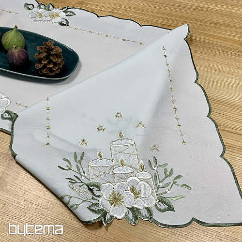 Vezeni stolnjak BIJELE SVIJEĆE