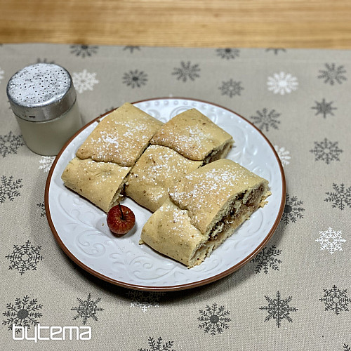 Božićni stolnjak i šal PAHULJICE SIVO-BIJELE