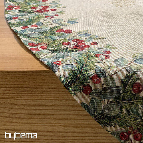 Okrugli božićni tapiserijski stolnjak BOŽIĆNE RUŽE