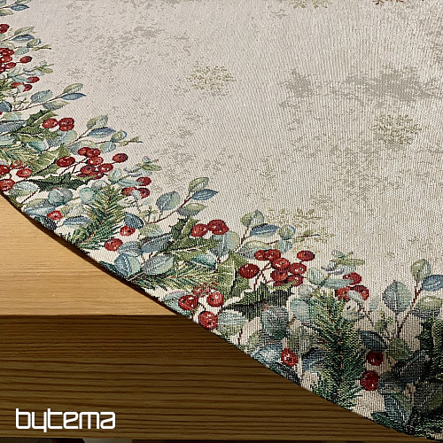 Okrugli božićni tapiserijski stolnjak BOŽIĆNE RUŽE