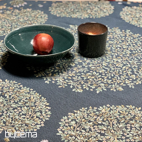 Okrugli tapiserijski stolnjak DRVO SREĆE plavi