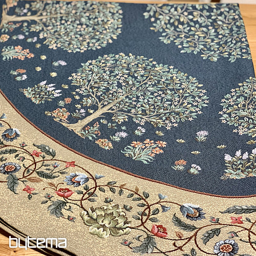 Okrugli tapiserijski stolnjak DRVO SREĆE plavi