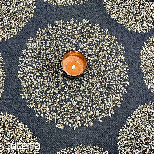 Okrugli tapiserijski stolnjak DRVO SREĆE plavi