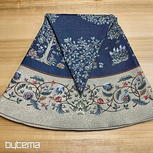 Okrugli tapiserijski stolnjak DRVO SREĆE plavi