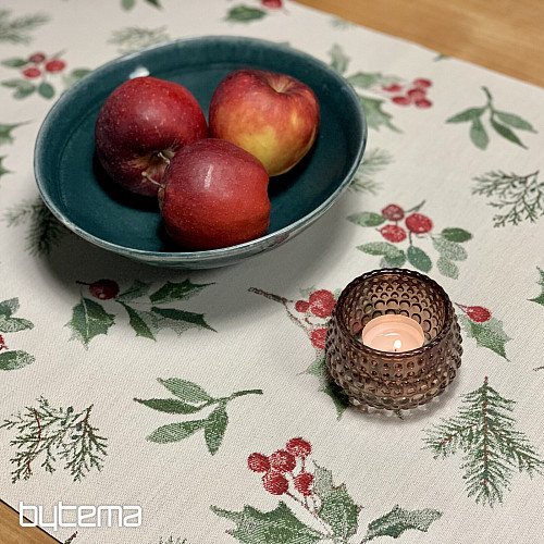 Božićni stolnjak i šal HOLLY GREEN
