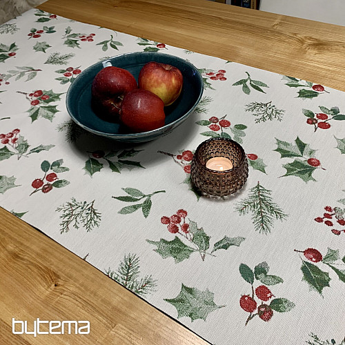 Božićni stolnjak i šal HOLLY GREEN