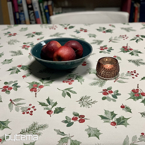 Božićni stolnjak i šal HOLLY GREEN