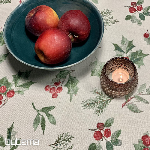 Božićni stolnjak i šal HOLLY GREEN