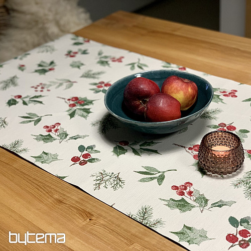 Božićni stolnjak i šal HOLLY GREEN