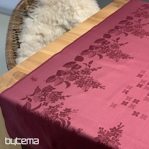 Stolnjak DAMASK cvijeće bordo 120x140