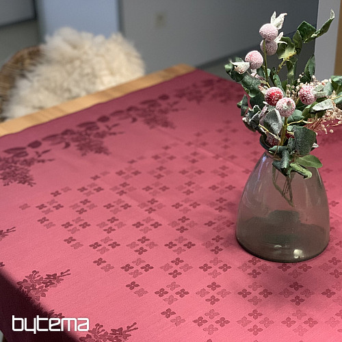 Stolnjak DAMASK cvijeće bordo 120x140
