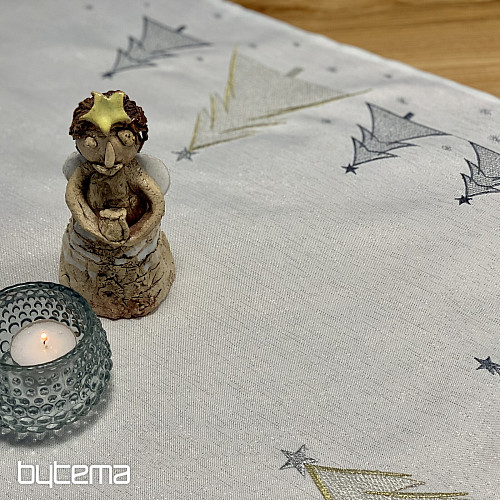 Vezeni stolnjak i šal GREY GOLDEN TREES