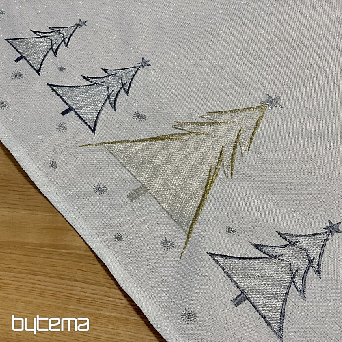 Vezeni stolnjak i šal GREY GOLDEN TREES