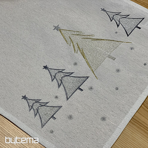 Vezeni stolnjak i šal GREY GOLDEN TREES