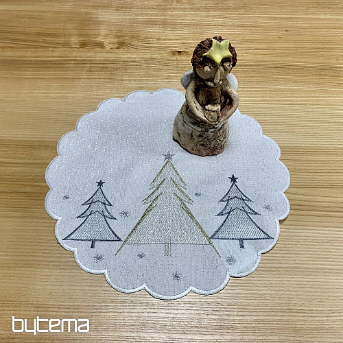 Vezeni stolnjak i šal GREY GOLDEN TREES