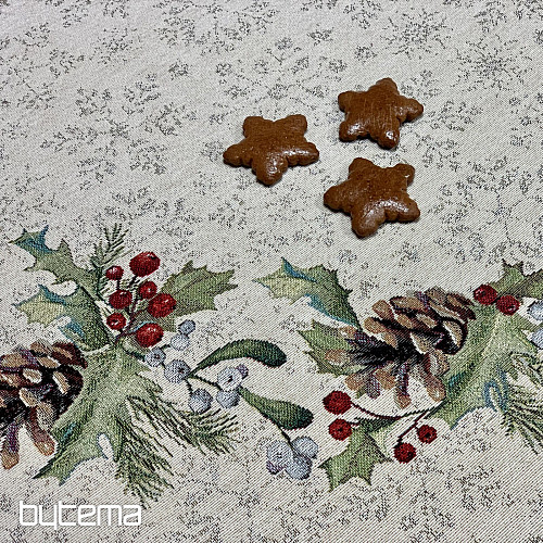 Božićni tapiserijski stolnjak okrugli BOR BOR i IMELA