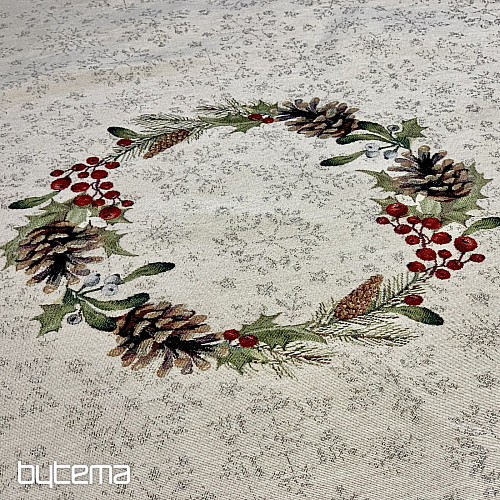 Božićni tapiserijski stolnjak okrugli BOR BOR i IMELA