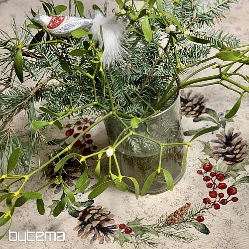 Božićni tapiserijski stolnjak okrugli BOR BOR i IMELA