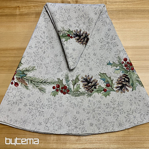 Božićni tapiserijski stolnjak okrugli BOR BOR i IMELA