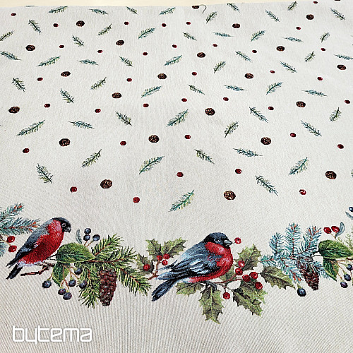 Okrugli božićni tapiserijski stolnjak ZIMSKA PTICA