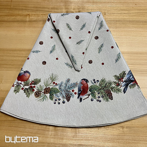 Okrugli božićni tapiserijski stolnjak ZIMSKA PTICA