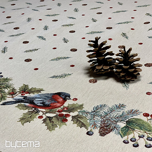 Okrugli božićni tapiserijski stolnjak ZIMSKA PTICA