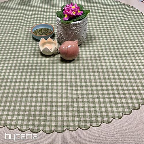 Okrugli tapiserijski stolnjak HUSSIČKY ZELENI KARIRANO