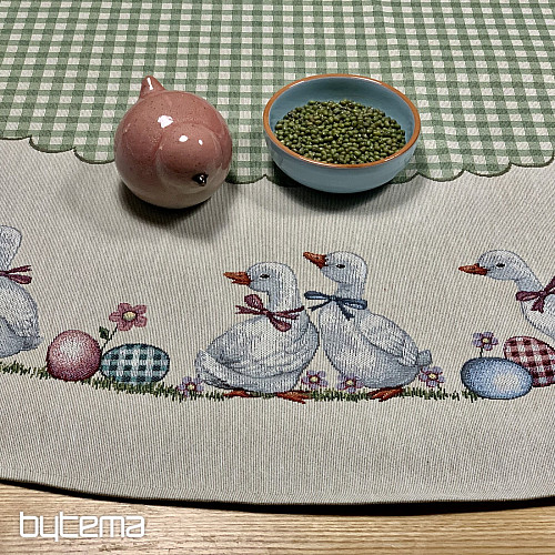 Okrugli tapiserijski stolnjak HUSSIČKY ZELENI KARIRANO