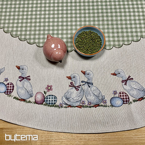 Okrugli tapiserijski stolnjak HUSSIČKY ZELENI KARIRANO