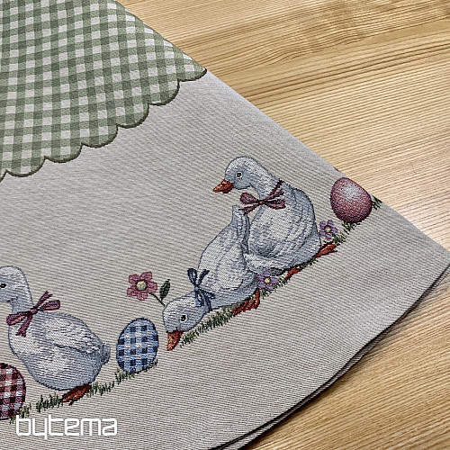 Okrugli tapiserijski stolnjak HUSSIČKY ZELENI KARIRANO