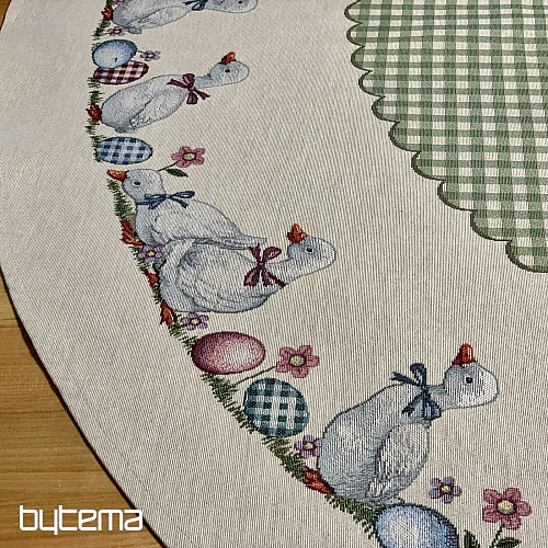 Okrugli tapiserijski stolnjak HUSSIČKY ZELENI KARIRANO