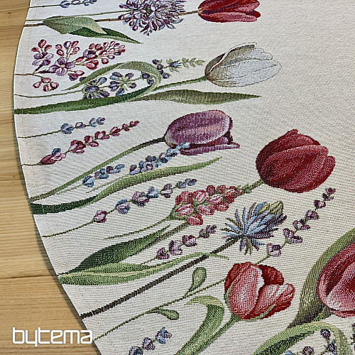 Okrugli tapiserijski stolnjak TULIPANI PROLJEĆE III