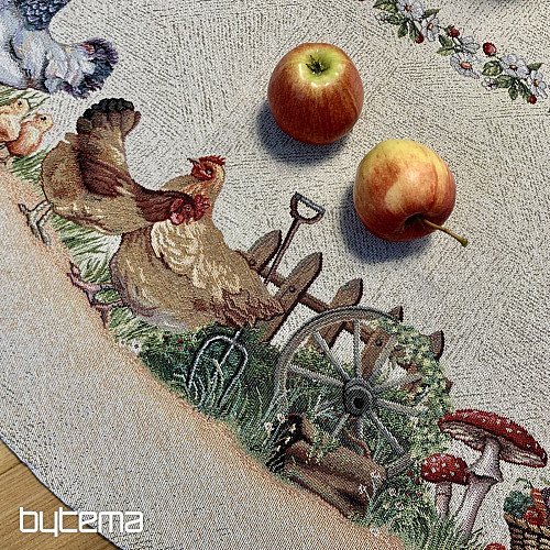 Okrugli tapiserijski stolnjak ROCK BY THE FENCE