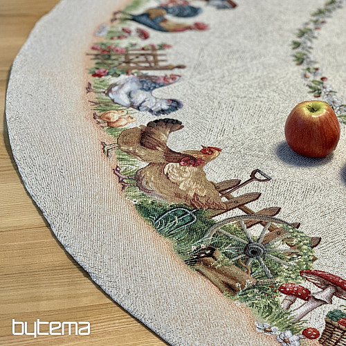 Okrugli tapiserijski stolnjak ROCK BY THE FENCE