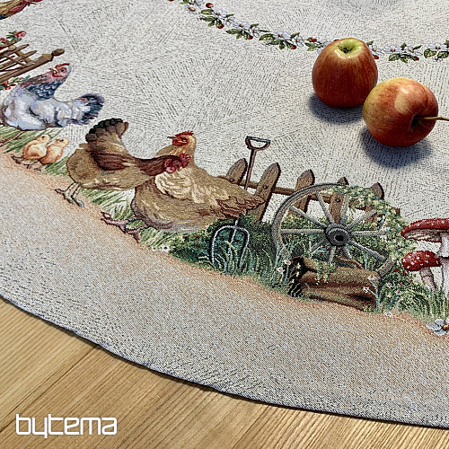 Okrugli tapiserijski stolnjak ROCK BY THE FENCE