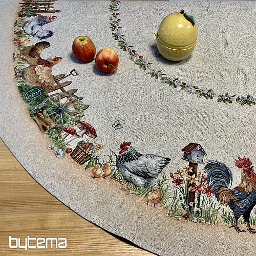 Okrugli tapiserijski stolnjak ROCK BY THE FENCE