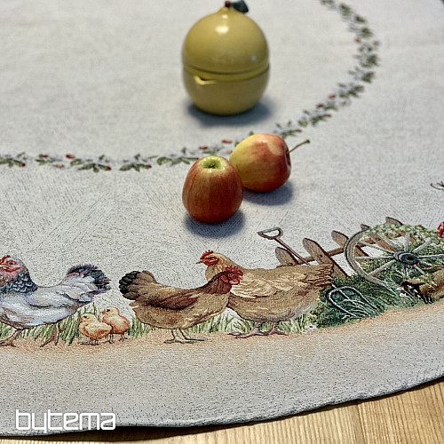 Okrugli tapiserijski stolnjak ROCK BY THE FENCE